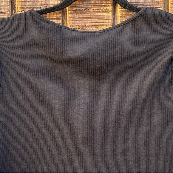 NWTS Madewell Ribbed Black Tie Bow Short Sleeve - Picture 13 of 14